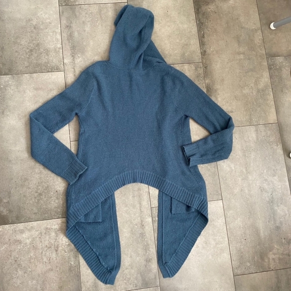 RVCA blue Knit open front Cardigan hooded - Picture 2 of 8